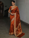 Banarasee Semi Silk Saree With Floral Border & Buta-Ochre Yellow