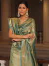 Banarasee Tissue Silk Salwar Kameez Fabric With Duaptta-Blue