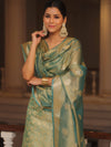 Banarasee Tissue Silk Salwar Kameez Fabric With Duaptta-Blue