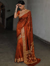Banarasee Semi Silk Saree With Floral Border & Buta-Ochre Yellow