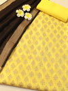 Banarasee Cotton Silk Salwar Kameez Ghichha Buti Fabric & Dupatta-Yellow & Black