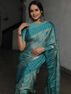 Banarasee Handloom Linen Silk Mix Saree-Green