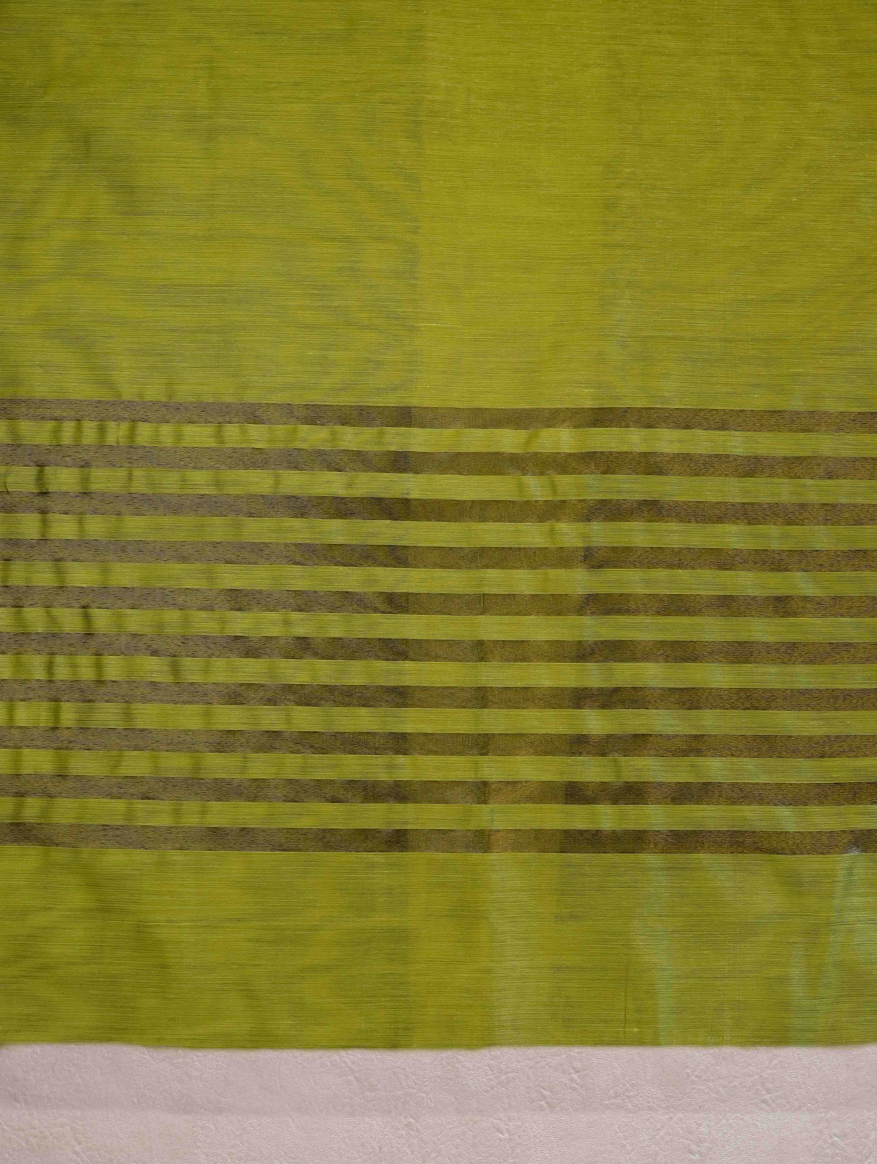 Banarasee Cotton Silk Stripe Pattern Salwar Kameez Fabric With Dupatta Set-Lime Green