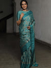 Banarasee Handloom Linen Silk Mix Saree-Green