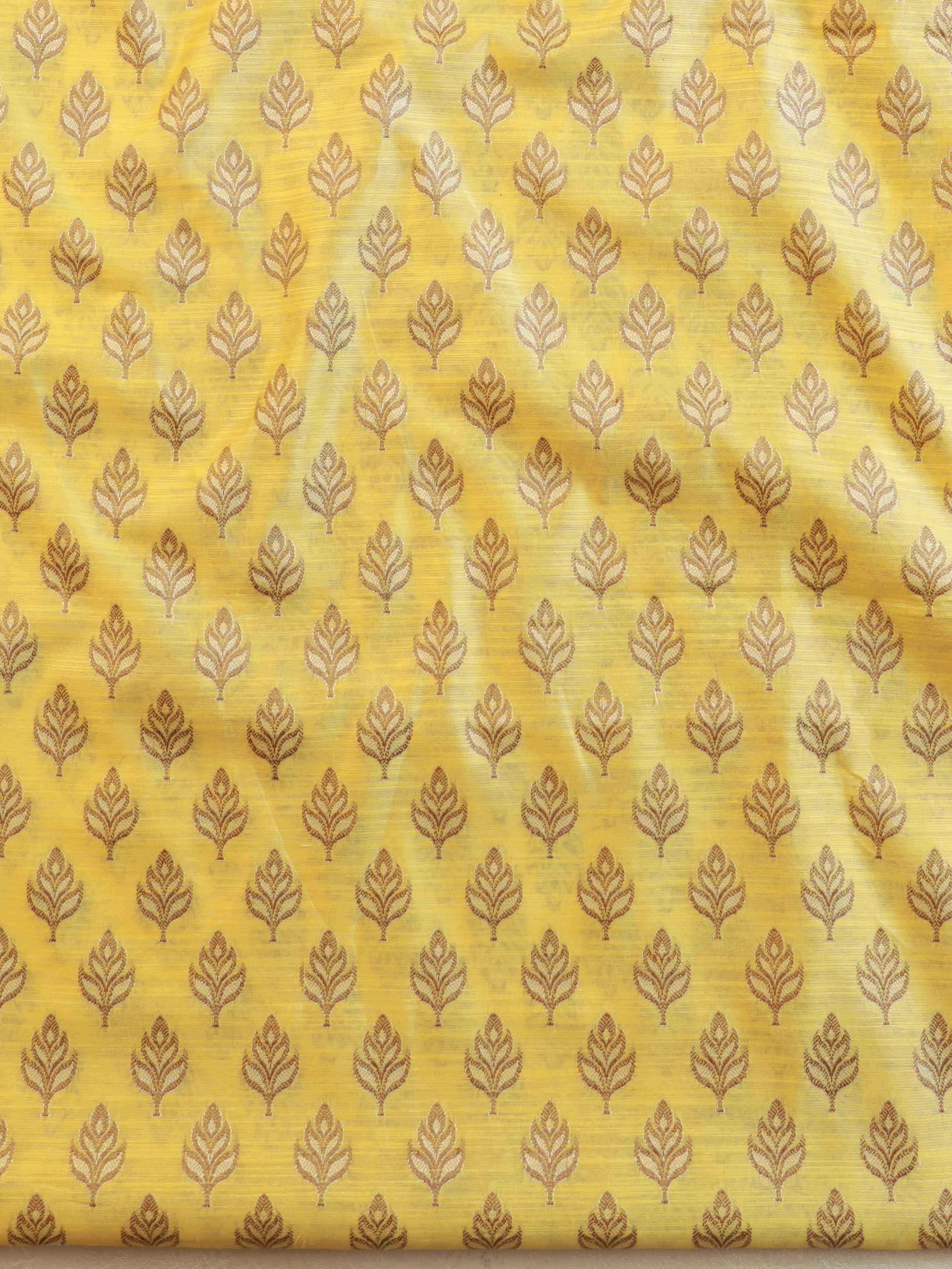 Banarasee Cotton Silk Salwar Kameez Ghichha Buti Fabric & Dupatta-Yellow & Black