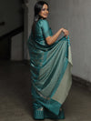 Banarasee Handloom Linen Silk Mix Saree-Green