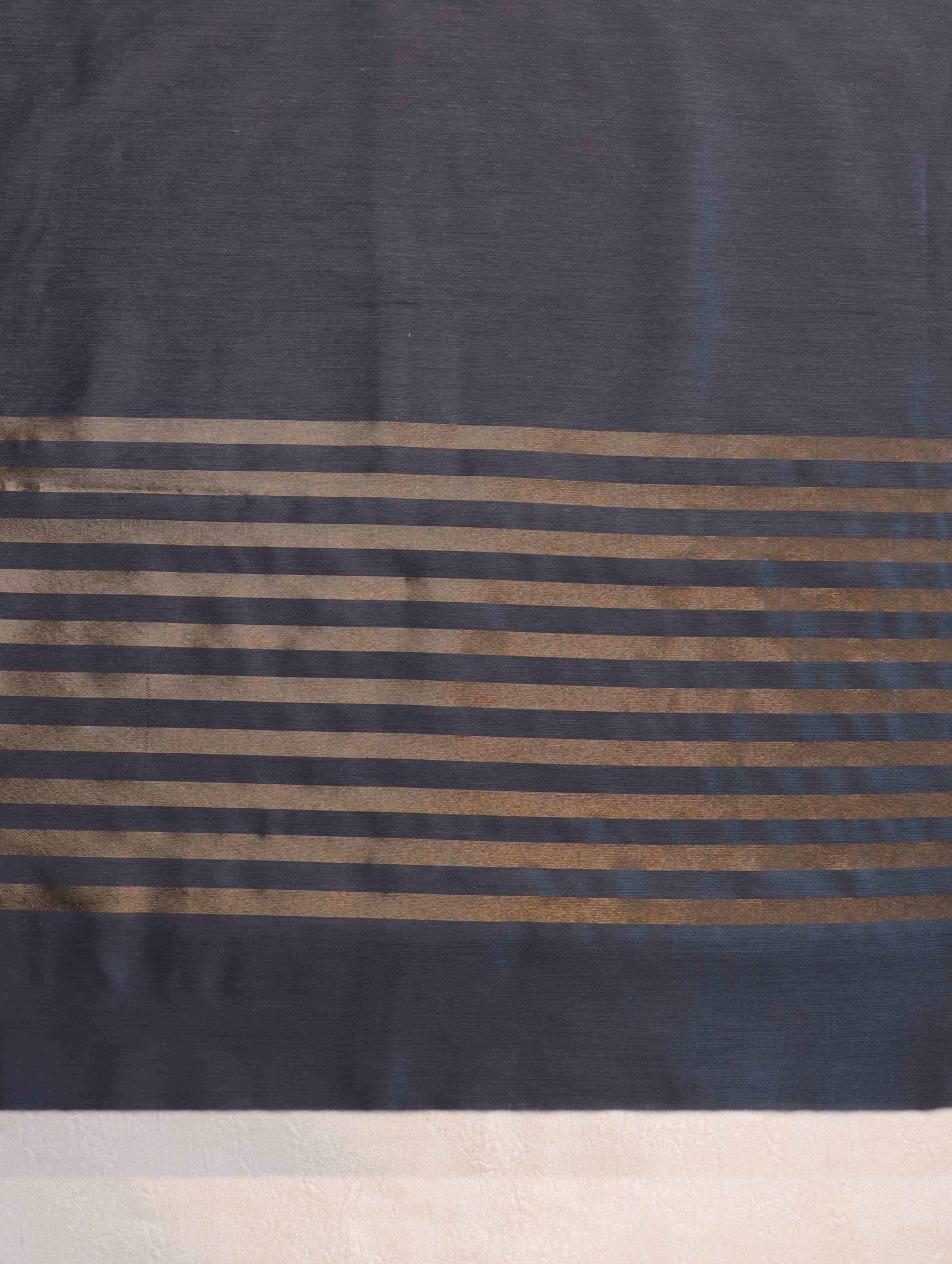 Banarasee Cotton Silk Stripe Pattern Salwar Kameez Fabric With Dupatta Set-Steel Blue