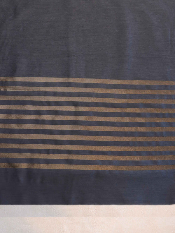 Banarasee Cotton Silk Stripe Pattern Salwar Kameez Fabric With Dupatta Set-Steel Blue