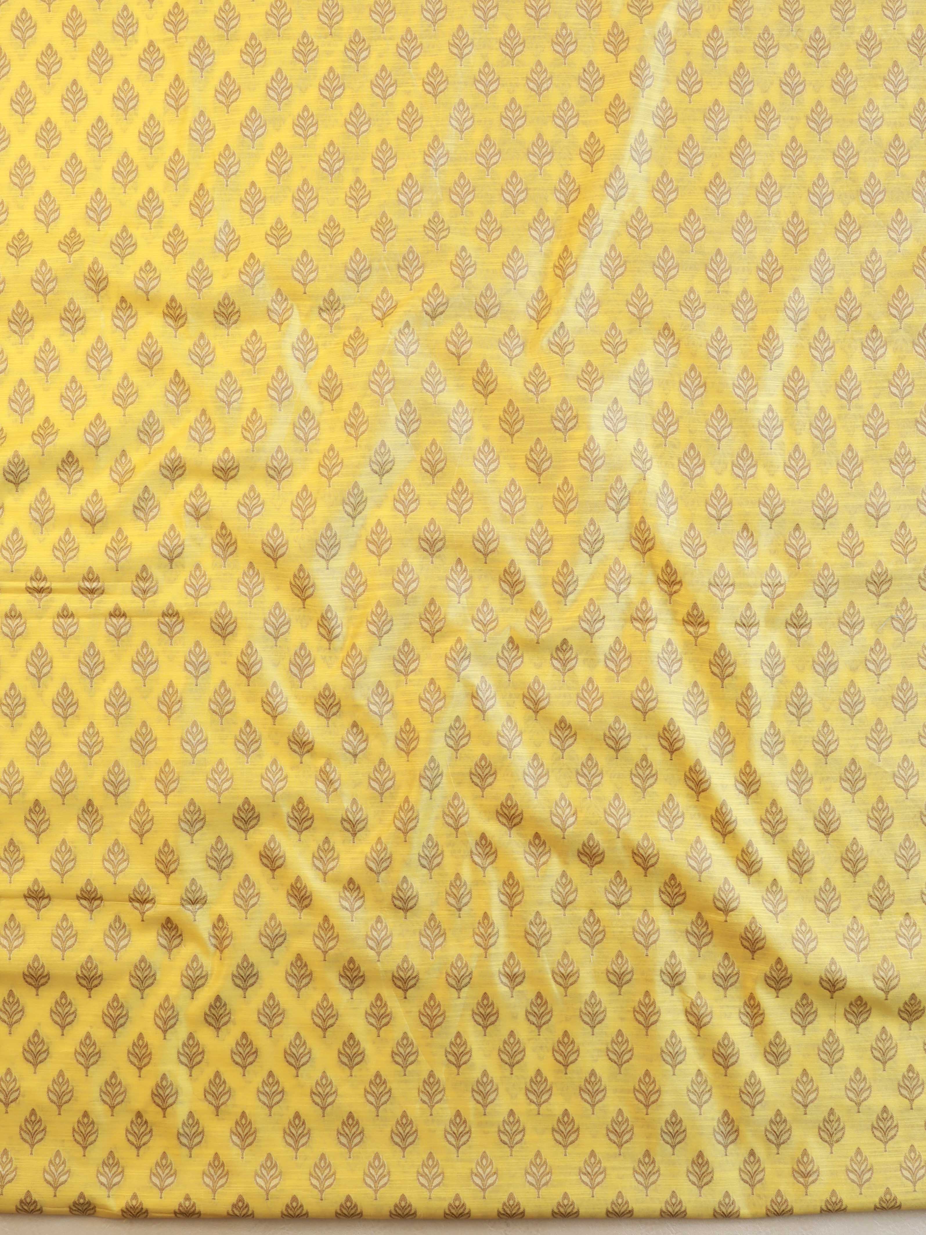 Banarasee Cotton Silk Salwar Kameez Ghichha Buti Fabric & Dupatta-Yellow & Black