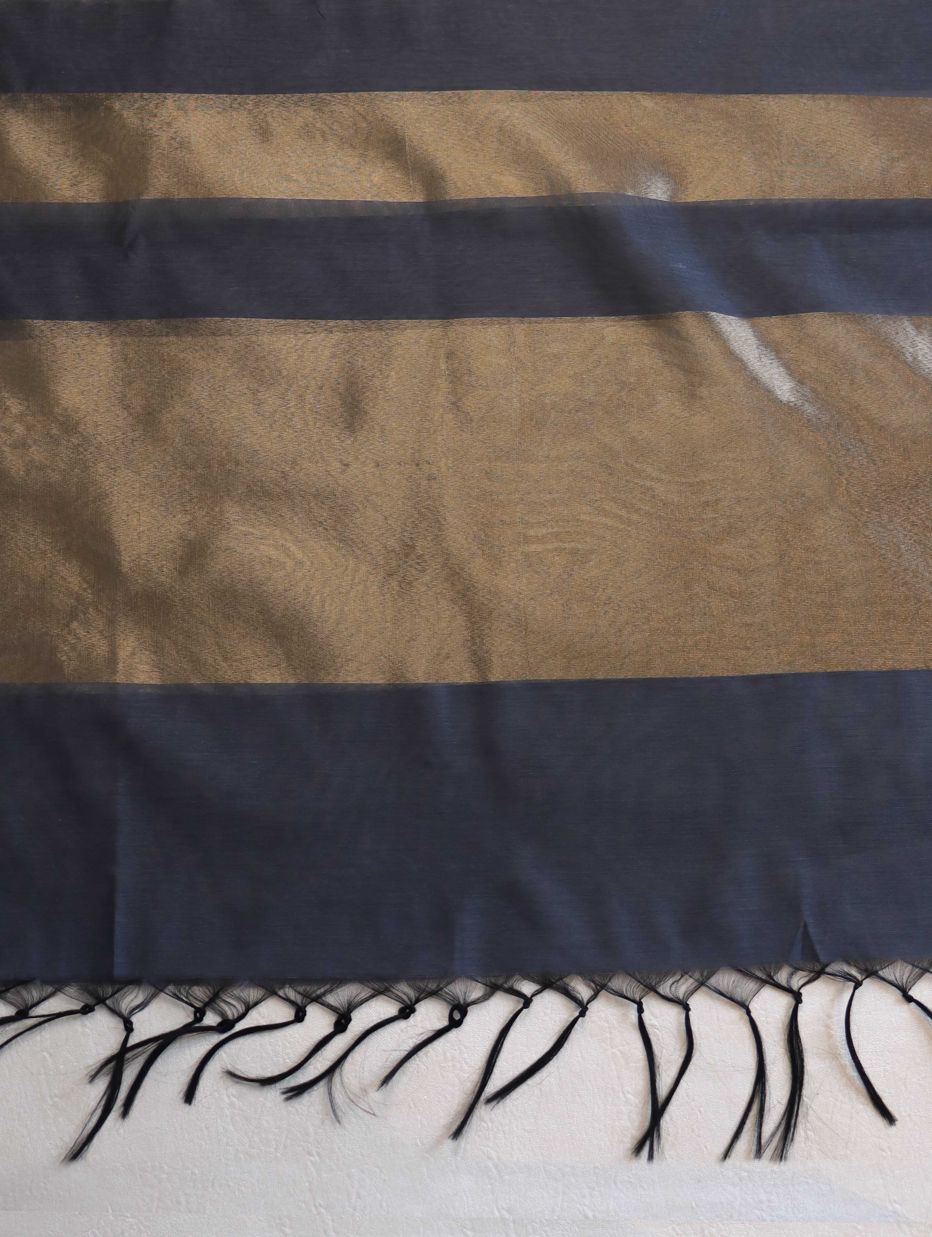 Banarasee Cotton Silk Stripe Pattern Salwar Kameez Fabric With Dupatta Set-Steel Blue