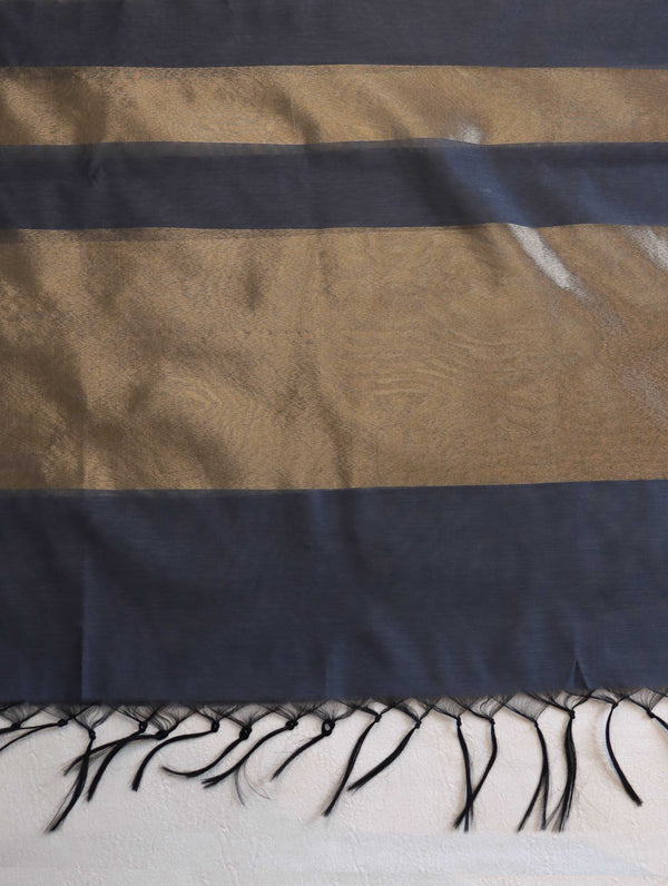 Banarasee Cotton Silk Stripe Pattern Salwar Kameez Fabric With Dupatta Set-Steel Blue