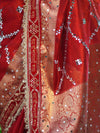 Banarasee Tissue (Saubhagyavati Bhava) Lace Saree With Hand Embroidered Mirror Work-Red