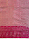 Banarasee Kota Checks Saree With Floral Buta & Border Design-Pink