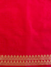 Banarasee Organza Silk Saree With Zari Motifs & Contrast Border-Beige & Red