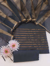Banarasee Cotton Silk Stripe Pattern Salwar Kameez Fabric With Dupatta Set-Steel Blue