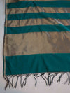 Banarasee Cotton Silk Stripe Pattern Salwar Kameez Fabric With Dupatta Set-Teal Green