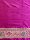 Banarasee Handwoven Semi-Katan Zari Paithani Border Saree-Green