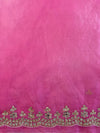 Banarasee Organza Silk Scallop Border Saree & Contrast Blouse-Maroon