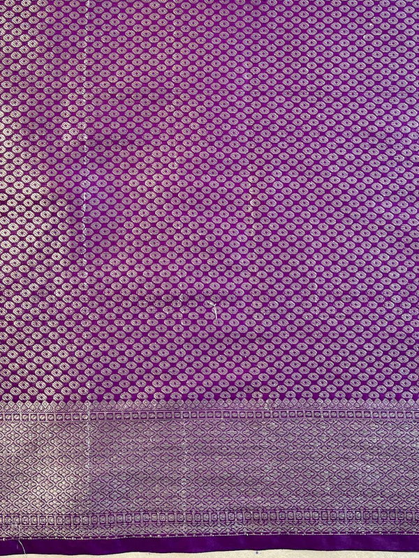 Banarasee Organza Saree With Silver Zari Design & Dual Color-Purple