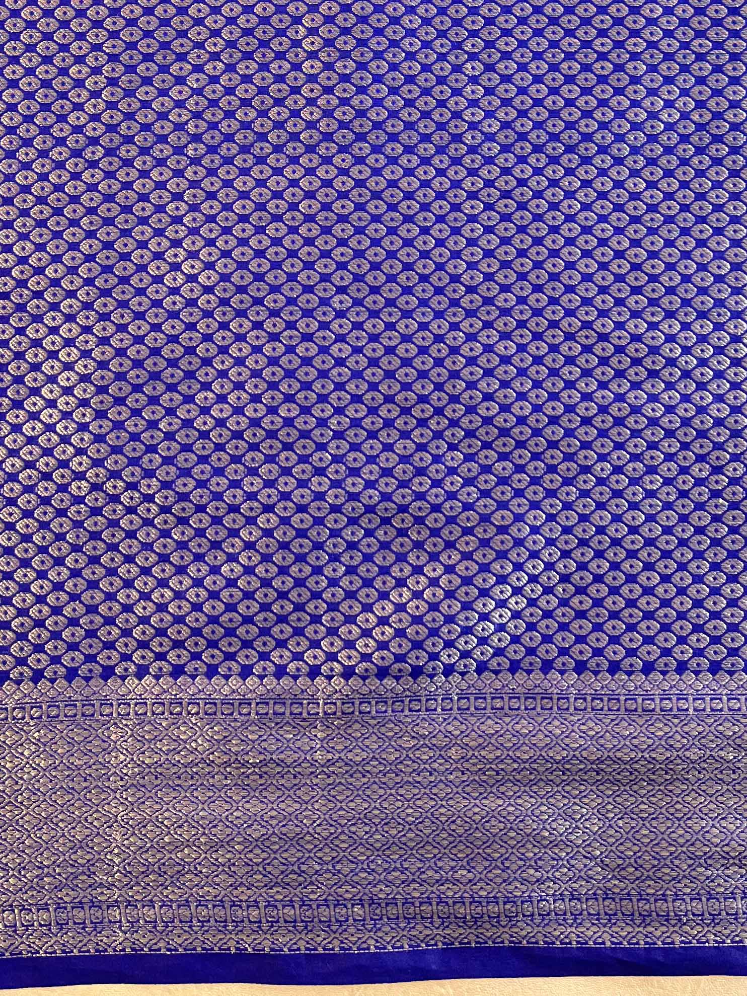Banarasee Organza Saree With Silver Zari Design & Dual Color-Blue