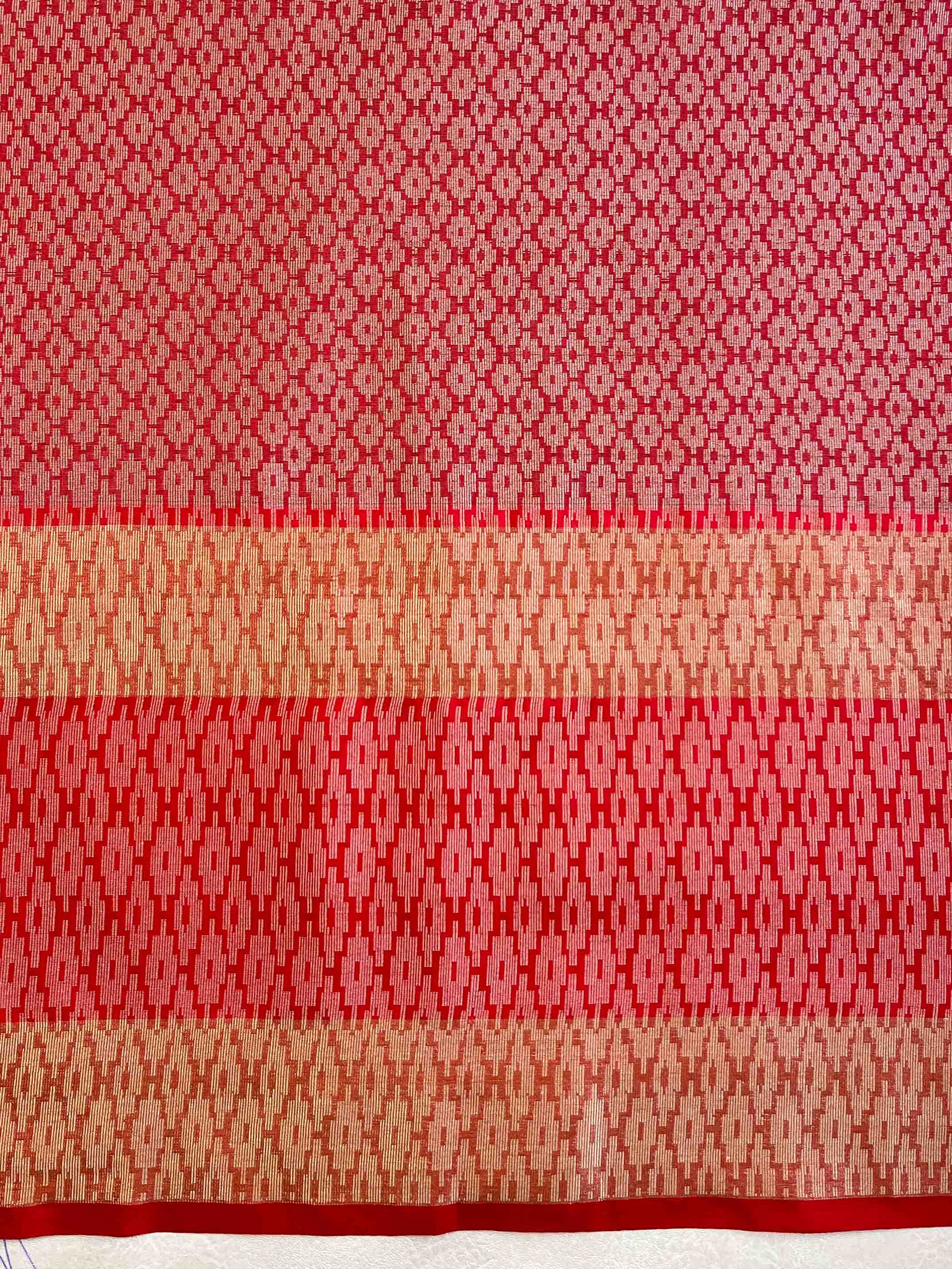 Banarasee Cotton Silk Floral Buta Ikkat Weaving Saree-Blue
