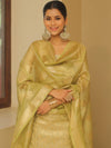 Banarasee Tissue Silk Salwar Kameez Fabric With Dupatta-Green