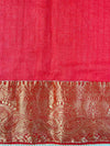 Banarasee Organza Silk Zari Border Hand-Work Saree-Red