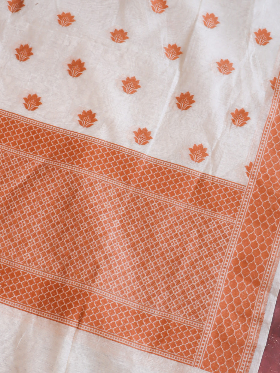 Banarasee Cotton Resham Work Dupatta-White