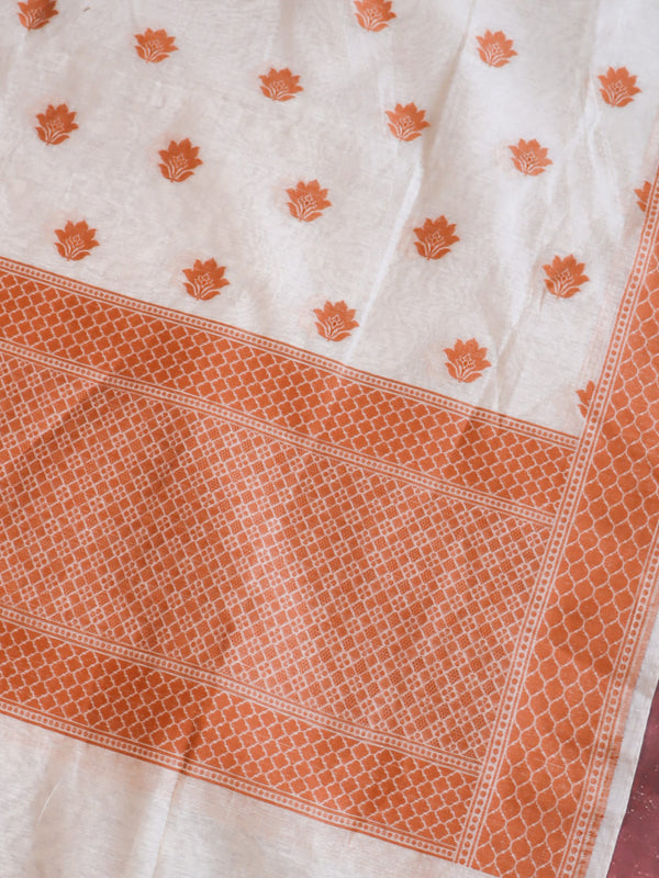 Banarasee Cotton Resham Work Dupatta-White