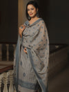 Banarasee Cotton Salwar Kameez Fabric With Dupatta & Resham Zari-Grey