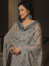 Banarasee Cotton Salwar Kameez Fabric With Dupatta & Resham Zari-Grey