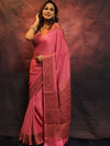 Banarasee Pure Chiffon Saree With Antique Zari Work-Pink