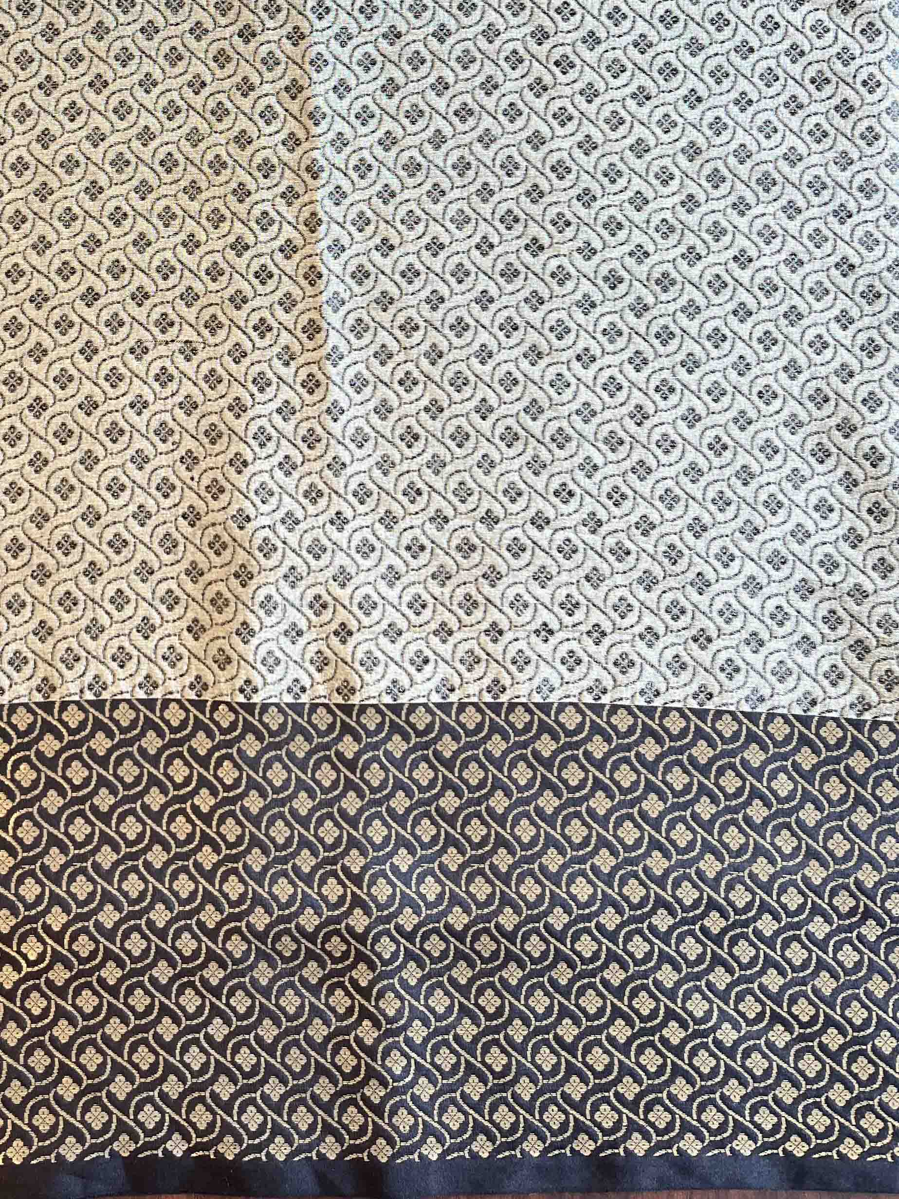 Banarasee Handloom Linen Silk Mix Saree-Grey & Black