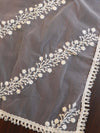 Banarasee Shifli Cotton Salwar Kameez Set & Net Dupatta-Red & White