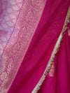 Banarasee Handwoven Faux Georgette Saree With Meena Zari Work Border & Lace-Pink