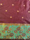 Banarasee Organza Mix Saree With Contrast Zari Meena Border-Maroon