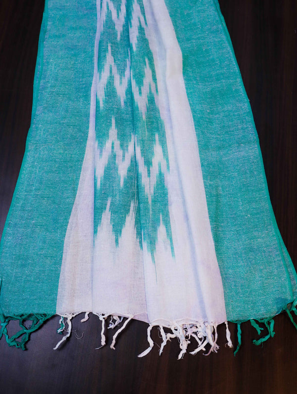 Bhagalpur Ikkat Cotton Kameez With Dupatta & Bottom-White