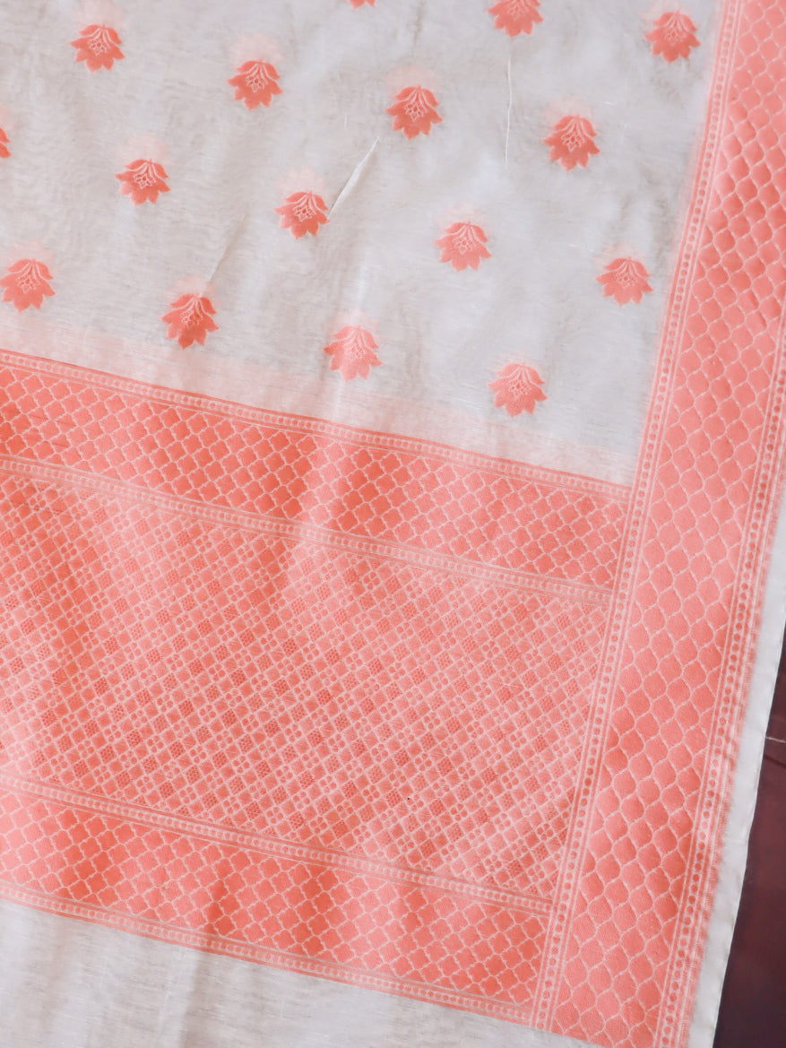 Banarasee Cotton Resham Work Dupatta-White