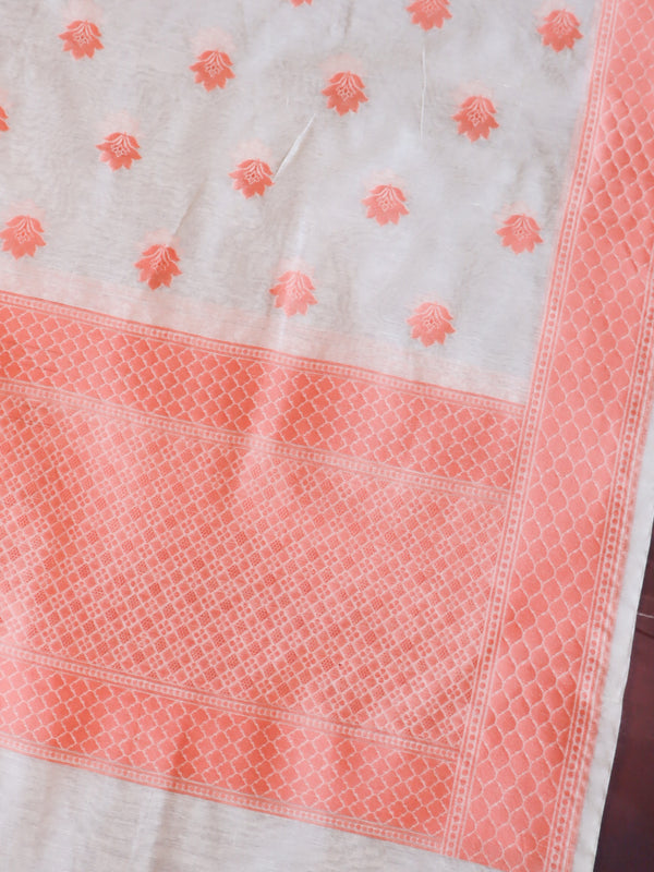 Banarasee Cotton Resham Work Dupatta-White