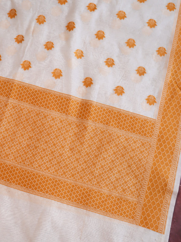 Banarasee Cotton Resham Work Dupatta-White