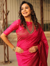 Banarasee Semi-Chiffon Saree With Antique Gold Zari Work-Pink