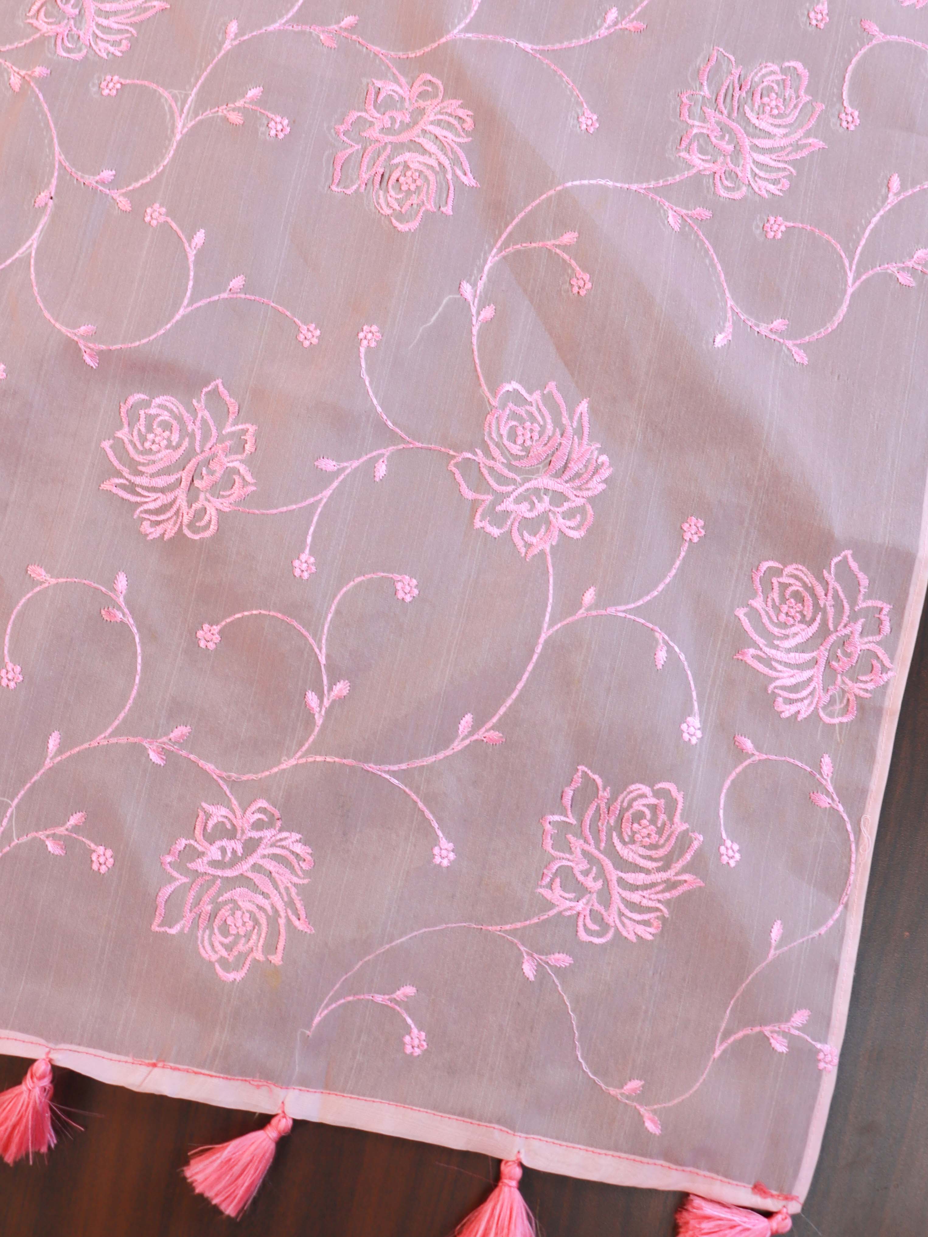 Banarasee Brocade Salwar Kameez Fabric With Embroidered Dupatta-Pink