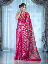 Banarasee Handloom Organza Mix Saree With Zari Woven Design-Pink