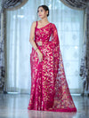 Banarasee Handloom Organza Mix Saree With Zari Woven Design-Pink