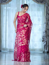 Banarasee Handloom Organza Mix Saree With Zari Woven Design-Pink