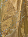 Banarasee Tissue Hand Embroidered Mirror Work Saree With Zari Resham & Ghungroo Work-Yellow