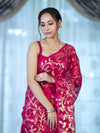 Banarasee Handloom Organza Mix Saree With Zari Woven Design-Pink