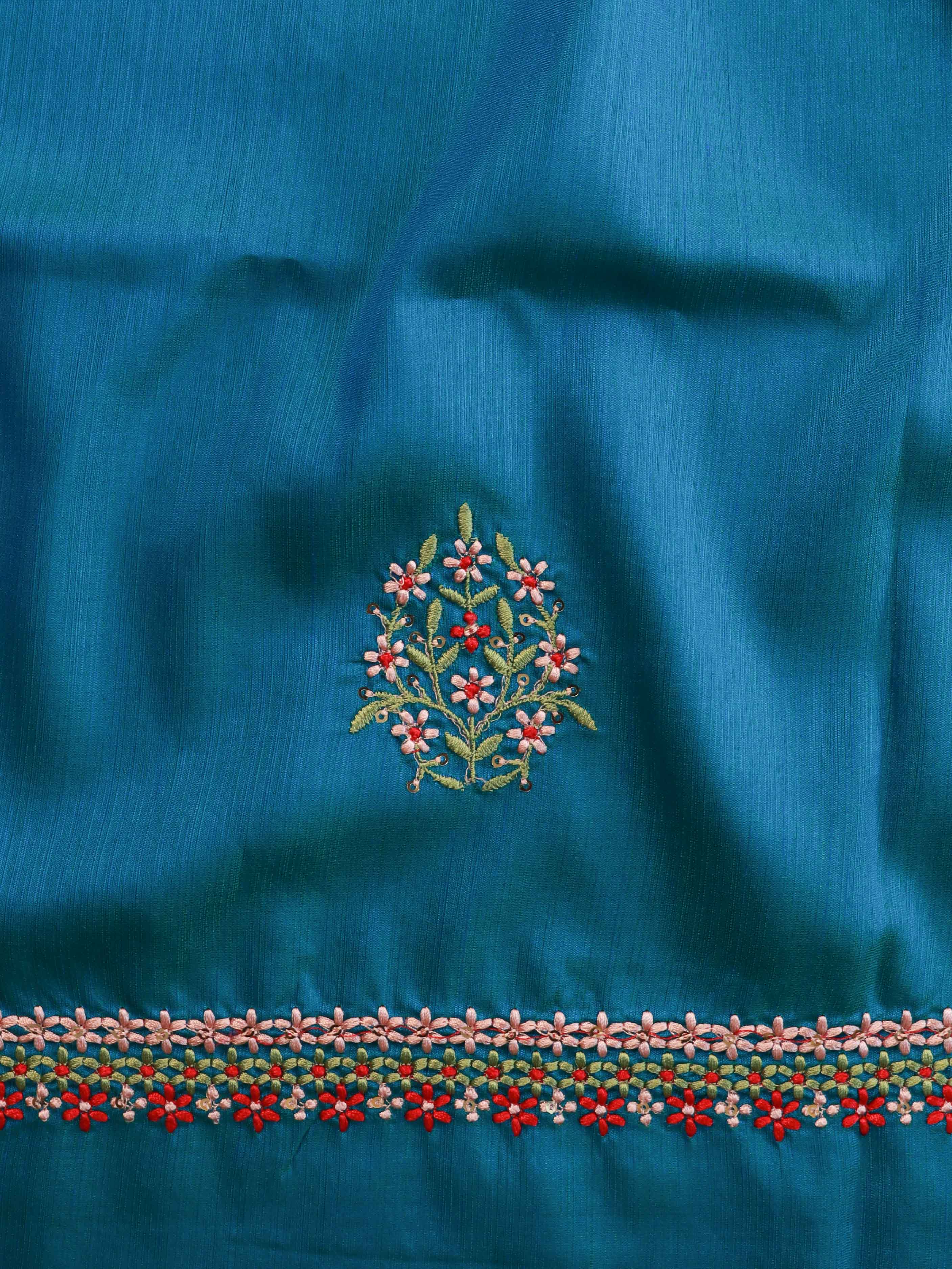 Banarasee Handwoven Jaal Design Organza Tissue Saree With Silk Embroidered Blouse-Pink Purple