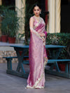 Banarasee Tissue Embroidered Ghungroo Work Saree With Mirror Work & Scallop Lace Border-Pink