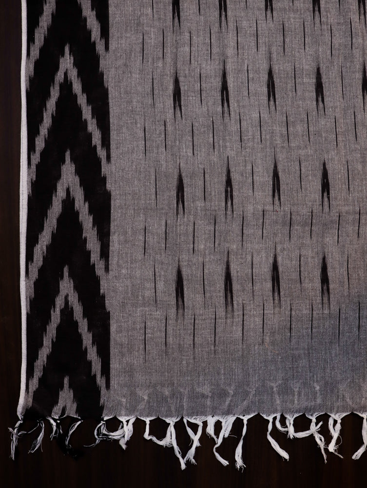 Bhagalpur Ikkat Cotton Kameez With Dupatta & Bottom-Grey